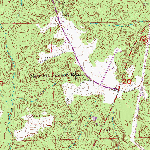 Topographic Map of New Mount Cannon School, AL