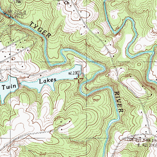 Topographic Map of South Carolina Noname 42016 D-3348 Dam, SC