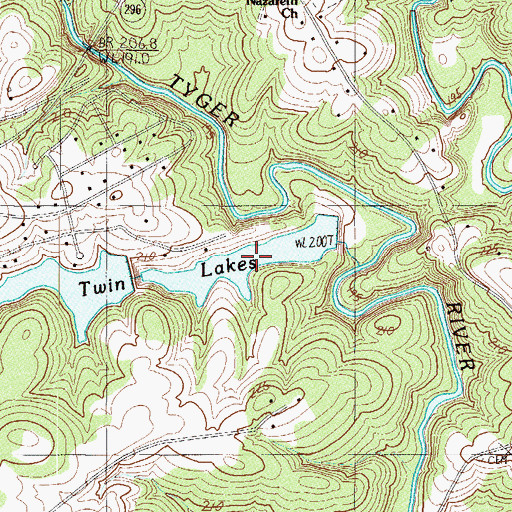 Topographic Map of Twin Lakes, SC