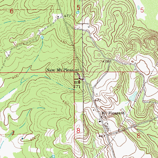 Topographic Map of New Mount Pleasant Missionary Baptist Church, AL