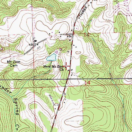 Topographic Map of New Mount Zion Church, AL