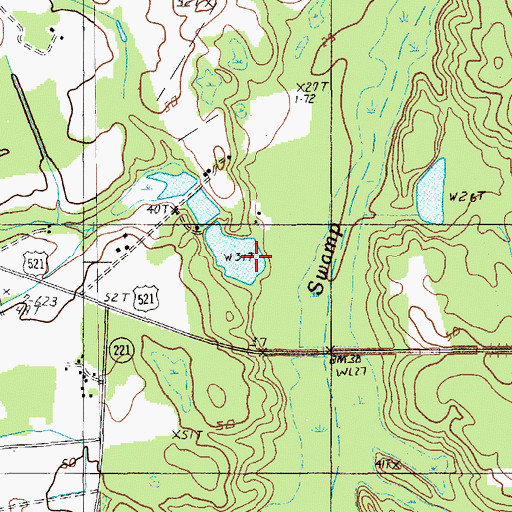 Topographic Map of South Carolina Noname 45006 D-3092 Dam, SC