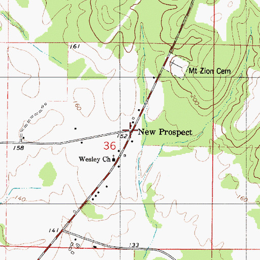 Topographic Map of New Prospect, AL