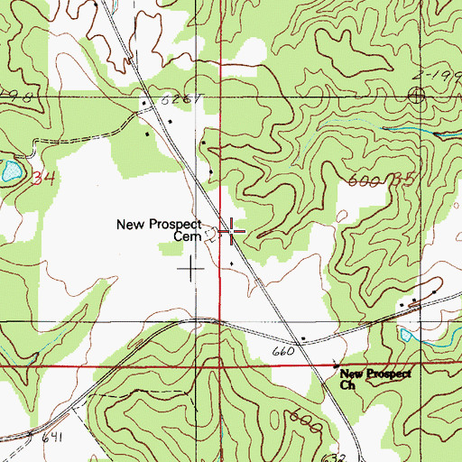 Topographic Map of New Prospect Cemetery, AL