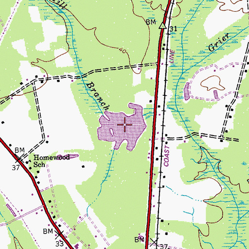 Topographic Map of Hoffman Pond Dam, SC