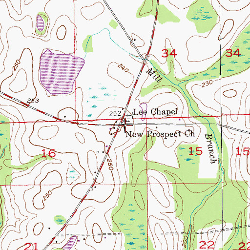 Topographic Map of New Prospect Church, AL
