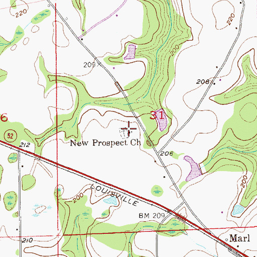 Topographic Map of New Prospect Church, AL