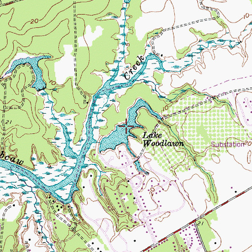 Topographic Map of Lake Wackedaw, SC