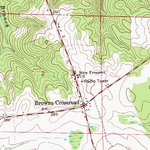 Topographic Map of New Prospect Church, AL
