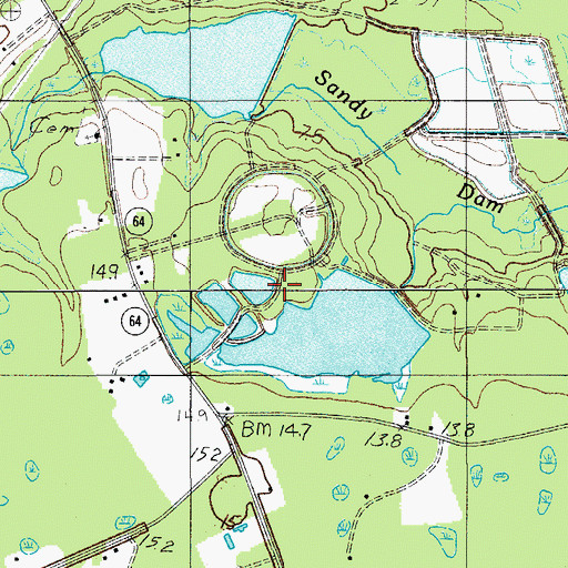Topographic Map of South Carolina Noname 15008 D-2385 Dam, SC