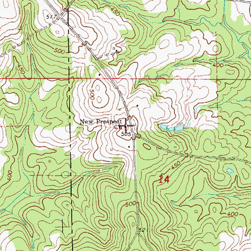 Topographic Map of New Prospect Freewill Baptist Church, AL