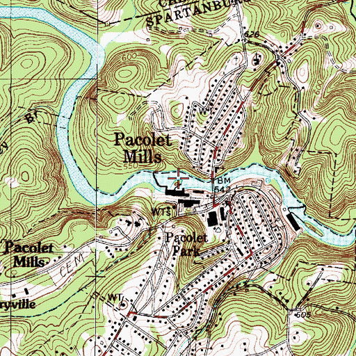 Topographic Map of Pacolet Reservoir, SC
