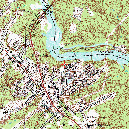 Topographic Map of Ware Shoals Dam, SC