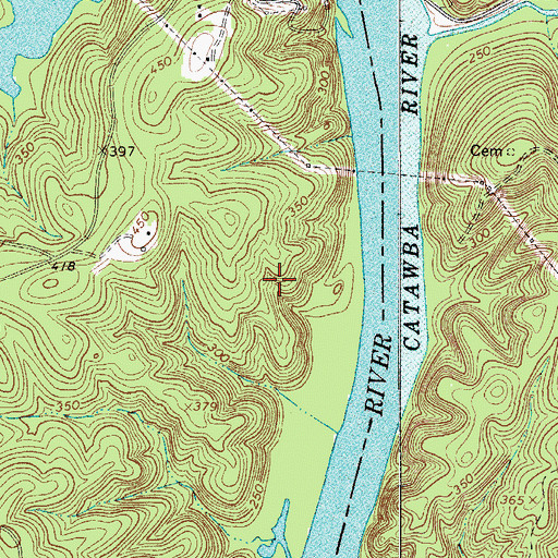 Topographic Map of Rocky Creek-Cedar Creek Reservoir, SC