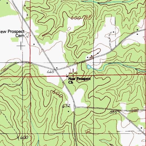 Topographic Map of New Prospect Church, AL
