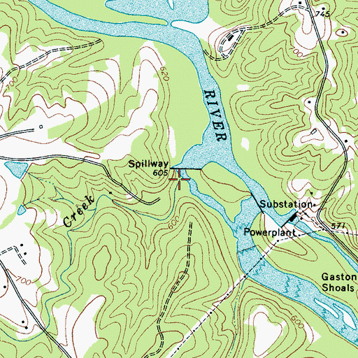 Topographic Map of Gaston Shoals Dam, SC