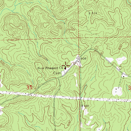 Topographic Map of New Prospect Church, AL