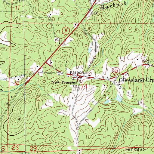 Topographic Map of New Prospect Primitive Baptist Church, AL