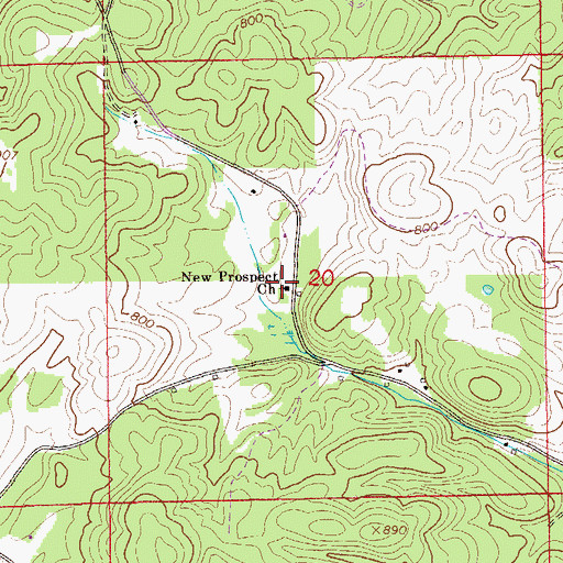 Topographic Map of New Prospect Church, AL