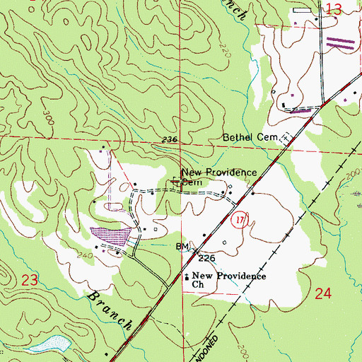Topographic Map of New Providence Cemetery, AL