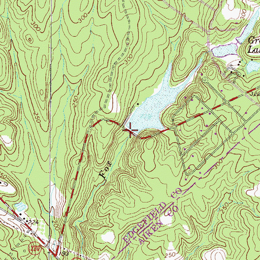 Topographic Map of South Carolina Noname 19032 D-0873 Dam, SC