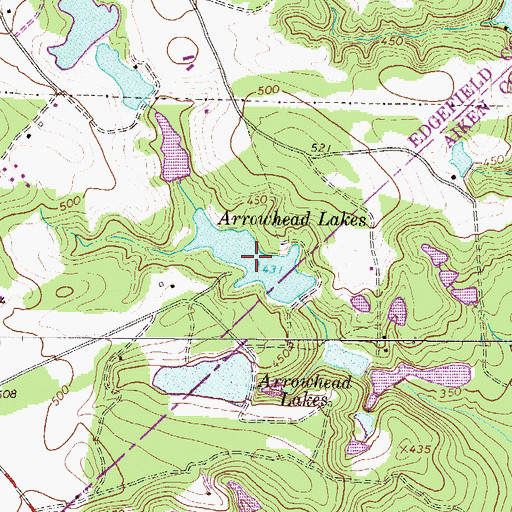 Topographic Map of One of the Arrowhead Lakes, SC