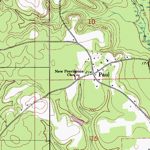 Topographic Map of New Providence Church, AL