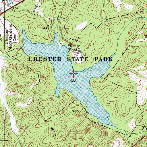 Topographic Map of Chester State Park Lake, SC