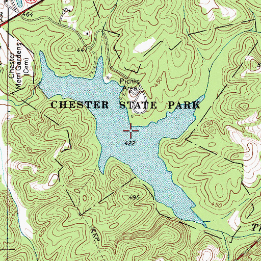 Topographic Map of Chester State Park Lake, SC