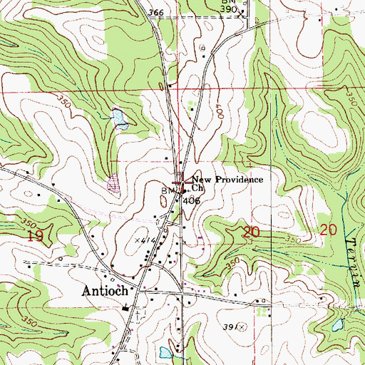 Topographic Map of New Providence Church, AL