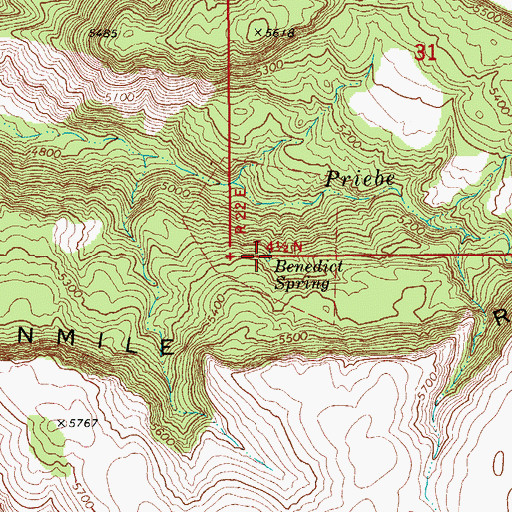 Topographic Map of Benedict Spring, AZ