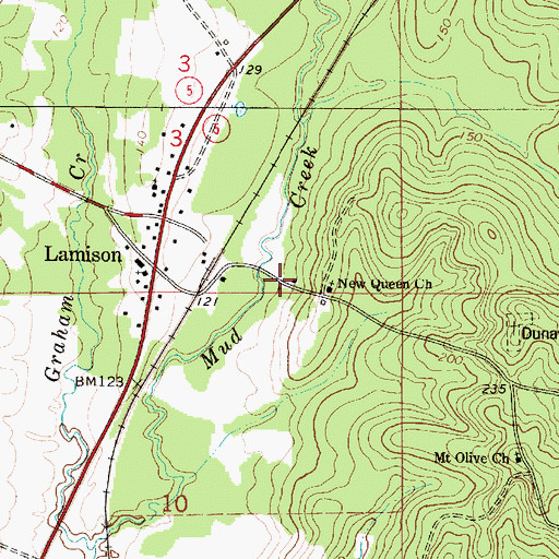 Topographic Map of New Queen Church, AL