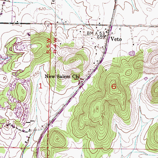 Topographic Map of New Salem Church, AL
