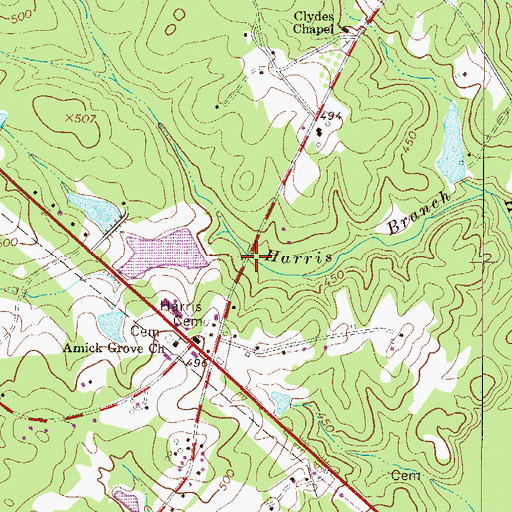 Topographic Map of Amicks Pond, SC