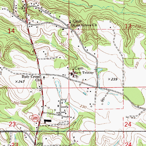 Topographic Map of New Trinity Church, AL
