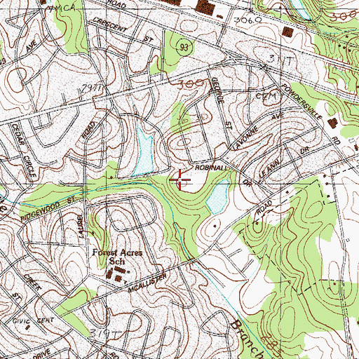 Topographic Map of Forest Drive Pond Dam, SC