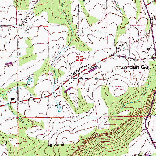 Topographic Map of New Union Church, AL