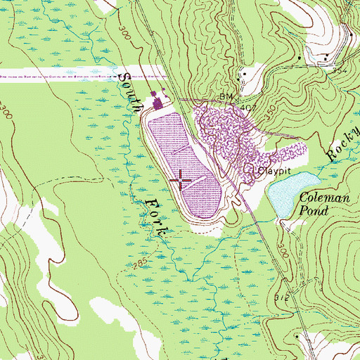 Topographic Map of Edisto Plant Basin Dam D-2147, SC