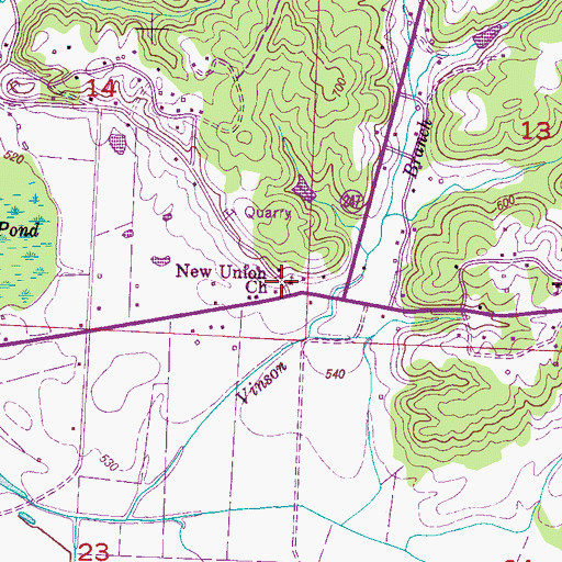 Topographic Map of New Union Church, AL