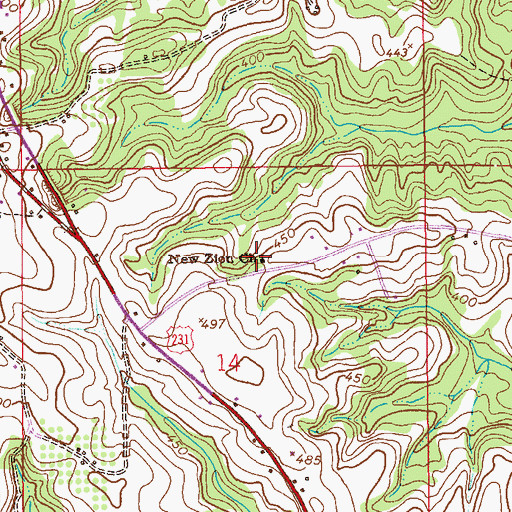 Topographic Map of New Zion Church, AL