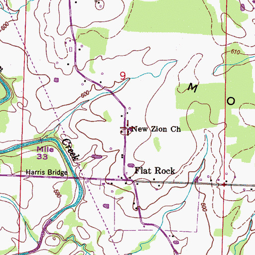 Topographic Map of New Zion Church, AL
