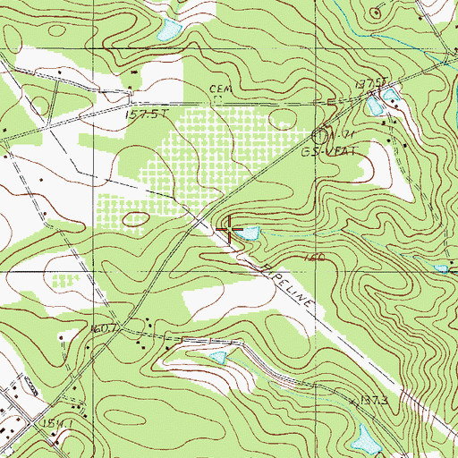 Topographic Map of South Carolina Noname 32071 D-0998 Dam, SC