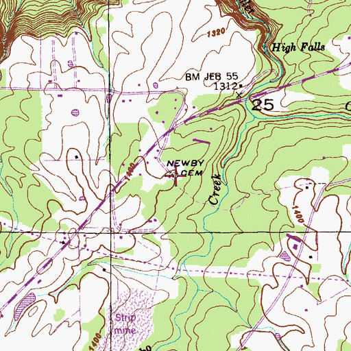 Topographic Map of Newby Cemetery, AL
