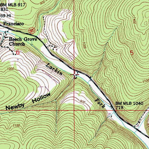 Topographic Map of Newby Hollow, AL