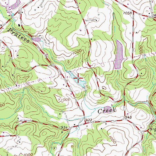 Topographic Map of Praters Creek Pond, SC