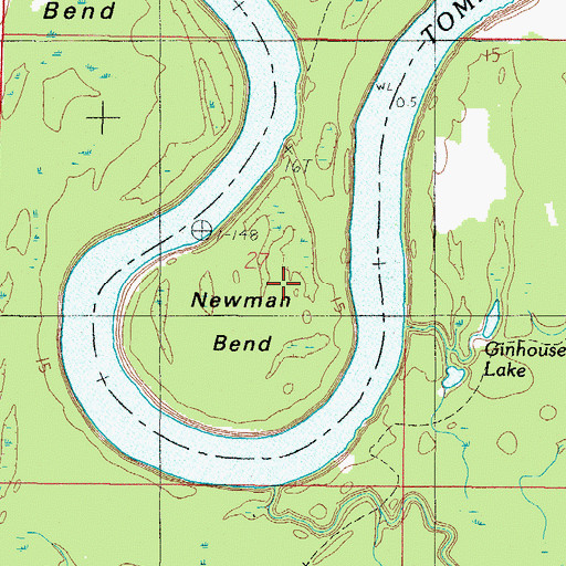 Topographic Map of Newman Bend, AL