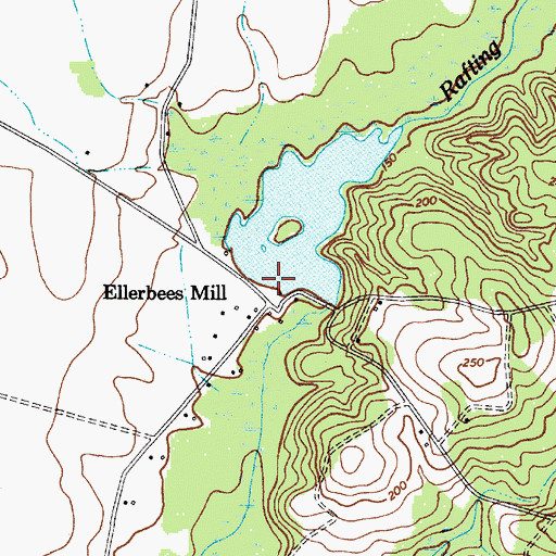 Topographic Map of Ellerbees Millpond Dam D-1460, SC