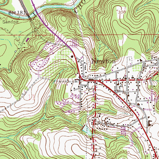 Topographic Map of Newton, AL