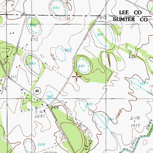 Topographic Map of Hill Pond, SC