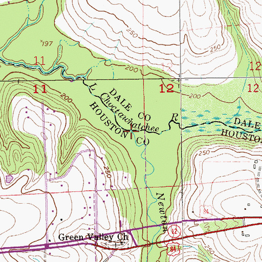 Topographic Map of Newton Creek, AL